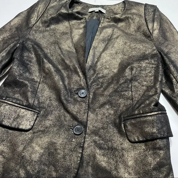 Sandro Designer 100% Goat Leather Blazer Suit Jacket w/ Shoulder Pads Small - Picture 3 of 6